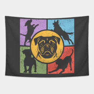 Pug Lover's Dream Retro Design Tapestry