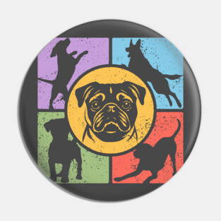 Pug Lover's Dream Retro Design Pin