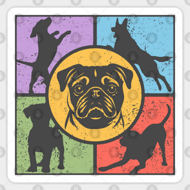 Pug Lover's Dream Retro Design Sticker by TuncGK