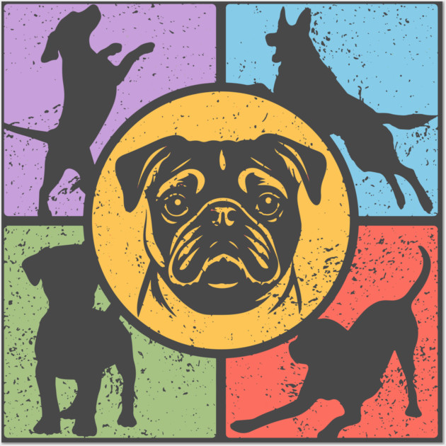 Pug Lover's Dream Retro Design Wall Art by TuncGK