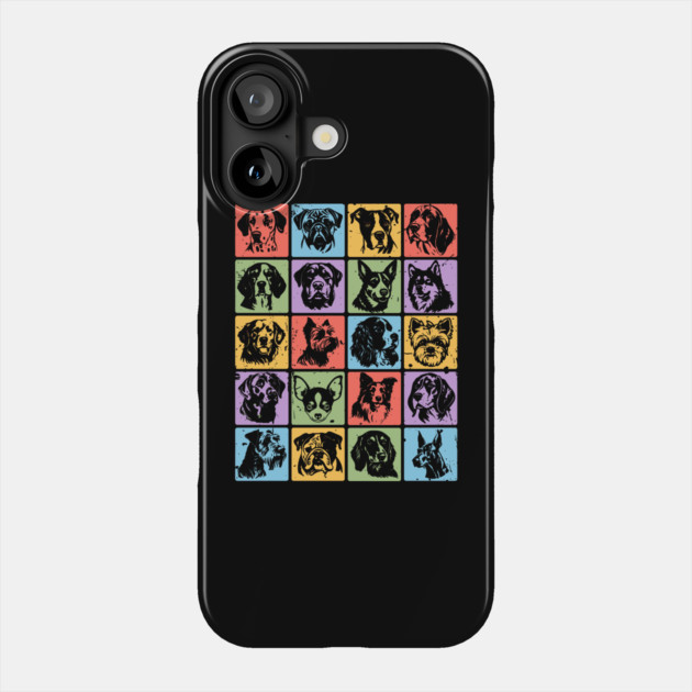 Colorful Retro Pup Portraits Phone Case by TuncGK