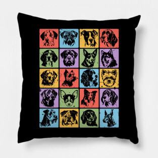 Colorful Retro Pup Portraits Pillow