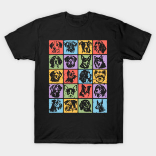 Colorful Retro Pup Portraits T-Shirt
