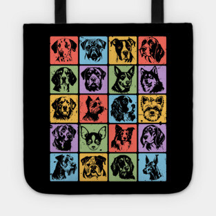 Colorful Retro Pup Portraits Tote