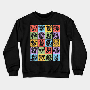 Colorful Retro Pup Portraits Crewneck Sweatshirt