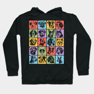 Colorful Retro Pup Portraits Hoodie