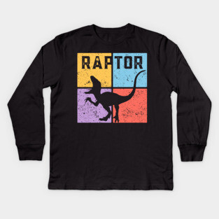 Retro Geometric Raptor Pop Art Kids Long Sleeve T-Shirt