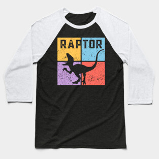 Retro Geometric Raptor Pop Art Baseball T-Shirt
