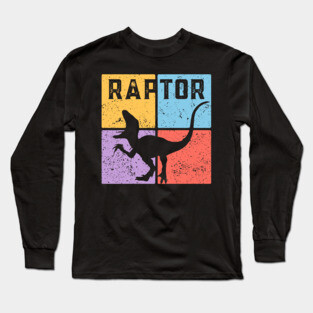 Retro Geometric Raptor Pop Art Long Sleeve T-Shirt