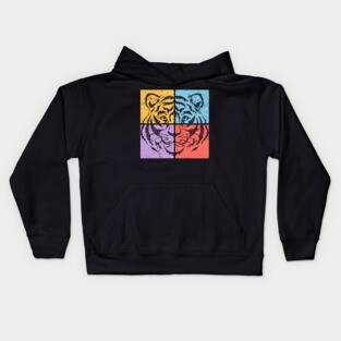 Vibrant Tiger Face Retro Art Kids Hoodie
