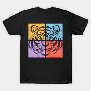 Vibrant Tiger Face Retro Art T-Shirt