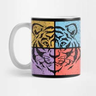 Vibrant Tiger Face Retro Art Mug