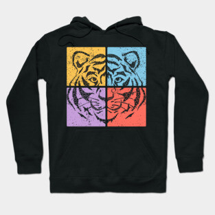 Vibrant Tiger Face Retro Art Hoodie