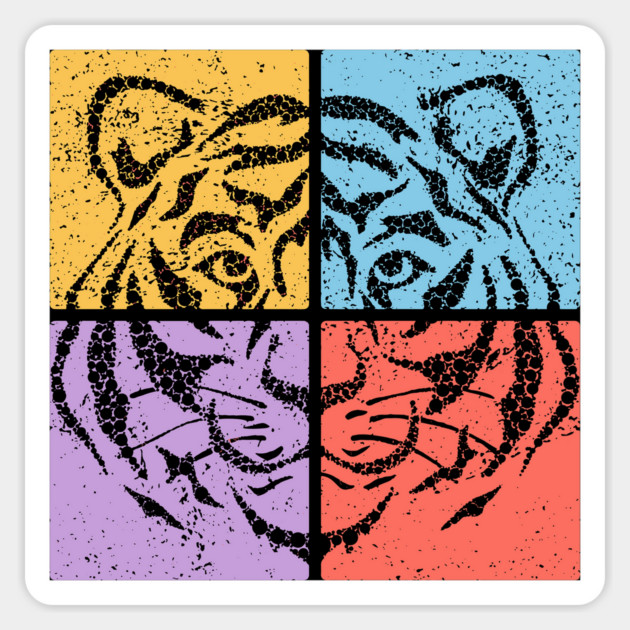 Vibrant Tiger Face Retro Art Magnet by TuncGK
