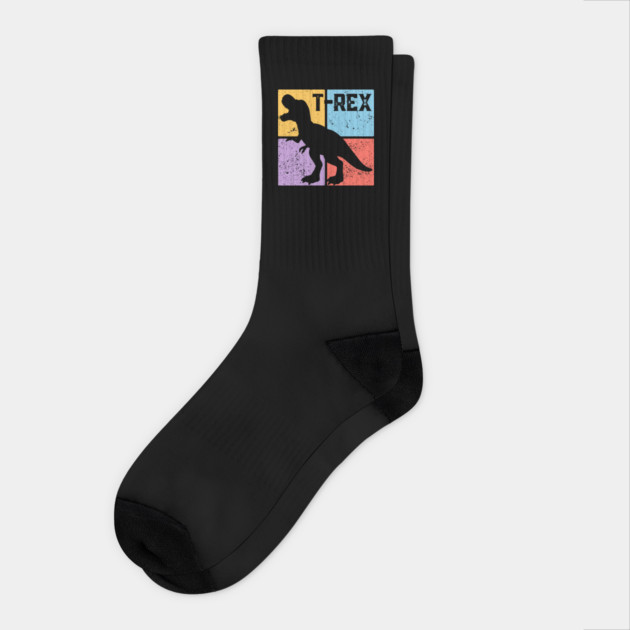 Retro T-Rex Dinosaur Pop Art Socks by TuncGK