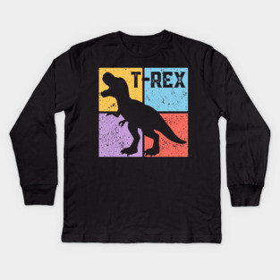 Retro T-Rex Dinosaur Pop Art Kids Long Sleeve T-Shirt