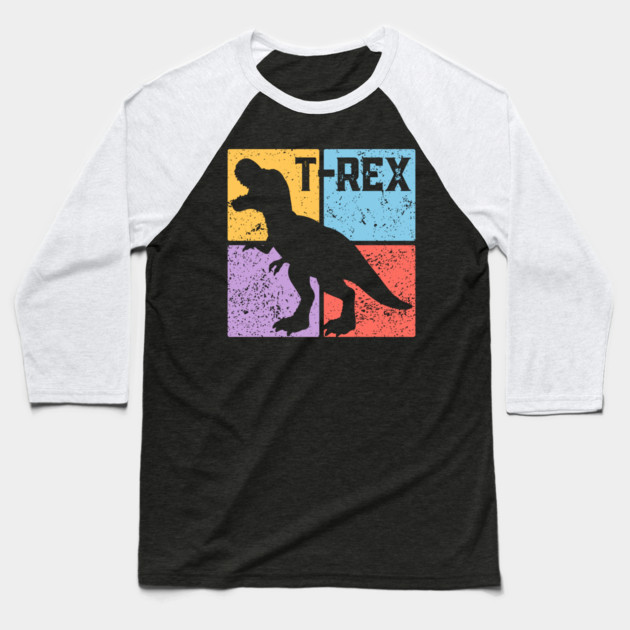 Retro T-Rex Dinosaur Pop Art Baseball T-Shirt by TuncGK