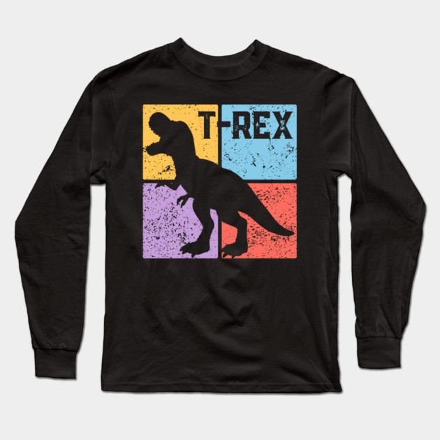 Retro T-Rex Dinosaur Pop Art Long Sleeve T-Shirt by TuncGK
