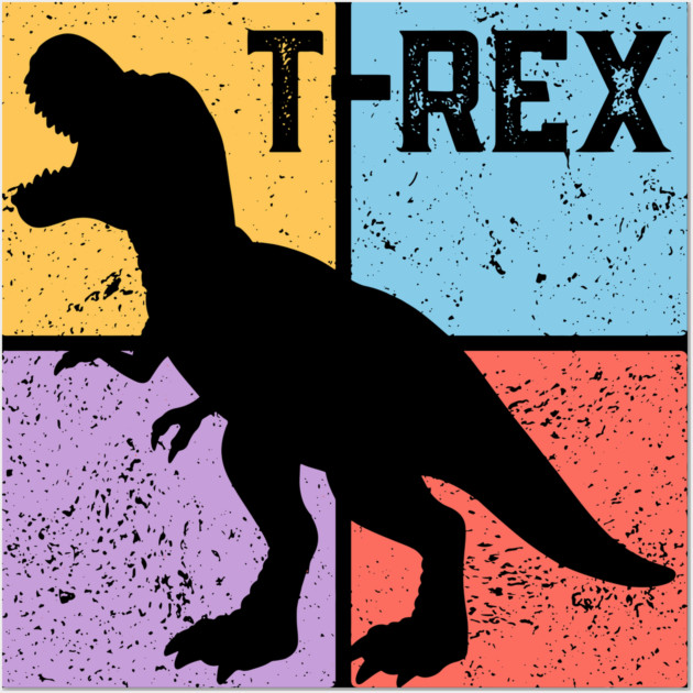 Retro T-Rex Dinosaur Pop Art Wall Art by TuncGK