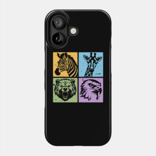 Colorful Wildlife Pop Art Collage Phone Case