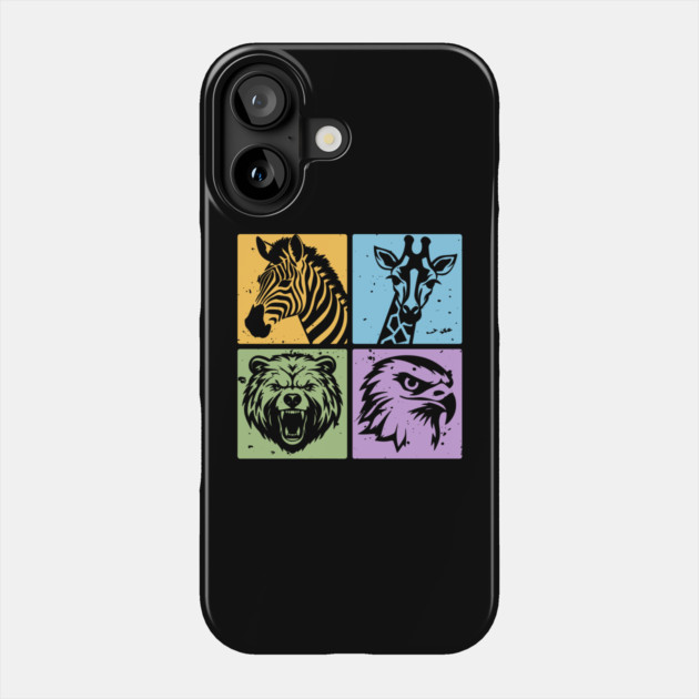 Colorful Wildlife Pop Art Collage Phone Case by TuncGK