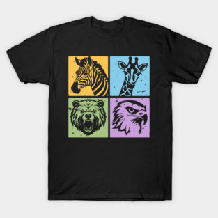Colorful Wildlife Pop Art Collage T-Shirt