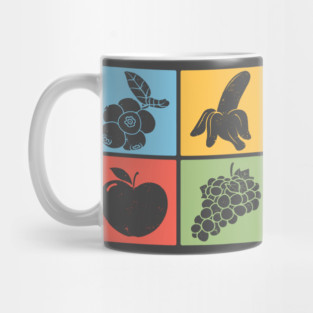 Vibrant Fruit and Berry Retro Grid Art Mug