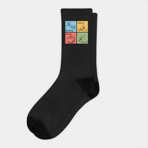 Artistic Herb and Floral Retro Collage Socks by TuncGK