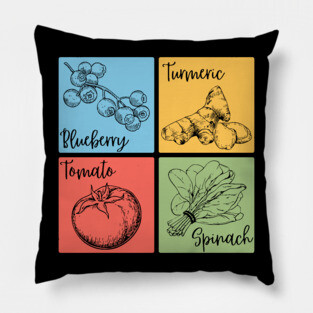 Artistic Herb and Floral Retro Collage Pillow