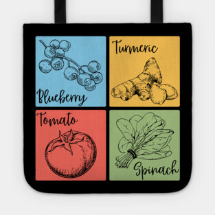 Artistic Herb and Floral Retro Collage Tote