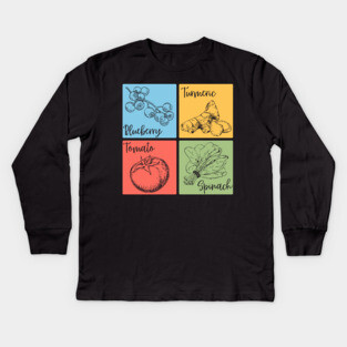 Artistic Herb and Floral Retro Collage Kids Long Sleeve T-Shirt