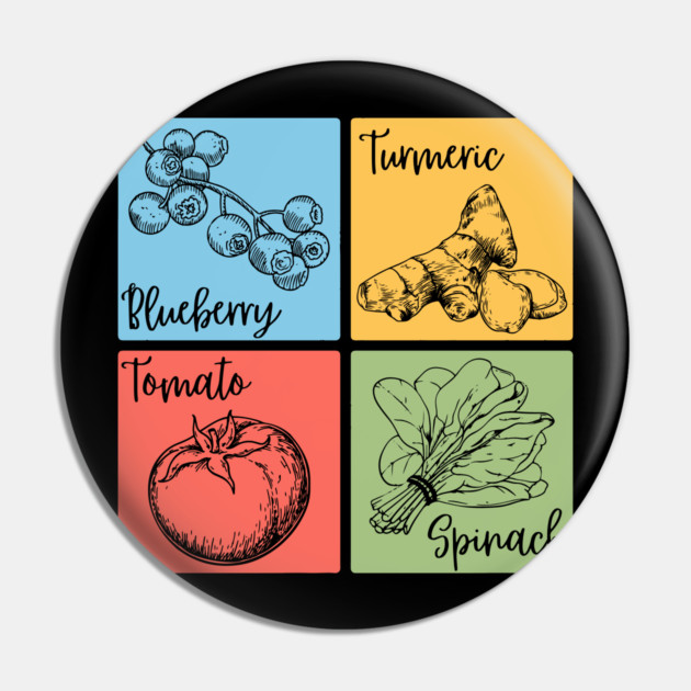 Artistic Herb and Floral Retro Collage Pin by TuncGK