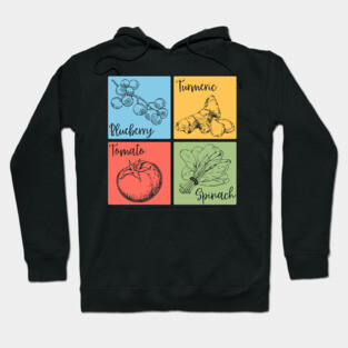 Artistic Herb and Floral Retro Collage Hoodie