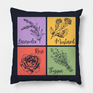 Retro Veggie and Herb Color Grid Pillow