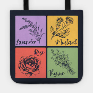 Retro Veggie and Herb Color Grid Tote