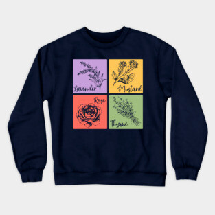 Retro Veggie and Herb Color Grid Crewneck Sweatshirt