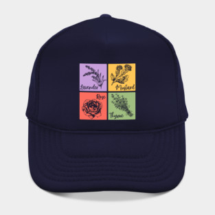 Retro Veggie and Herb Color Grid Hat