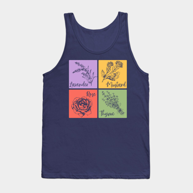 Retro Veggie and Herb Color Grid Tank Top by TuncGK