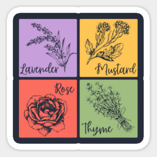 Retro Veggie and Herb Color Grid Magnet