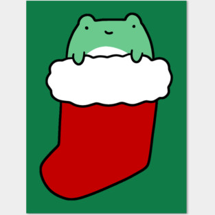 Christmas Stocking Frog Posters and Art