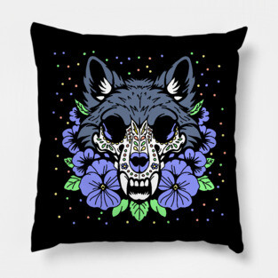 February's Violet & Wolf Skull Pillow