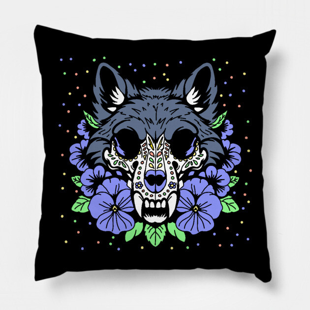February's Violet & Wolf Skull Pillow by H. R. Sinclair