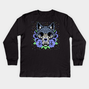 February's Violet & Wolf Skull Kids Long Sleeve T-Shirt