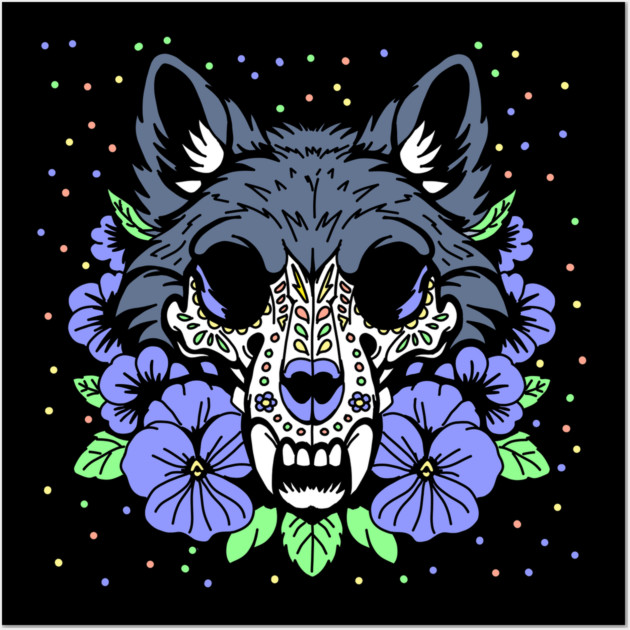 February's Violet & Wolf Skull Wall Art by H. R. Sinclair