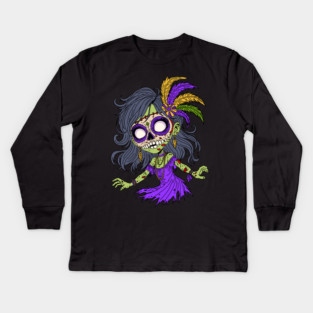 Mardi Gras Zombie Kids Long Sleeve T-Shirt