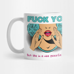 Just subtly feminine, pop art comic style blue haired girl Mug