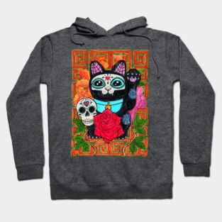 Day of the Dead lucky cat Hoodie