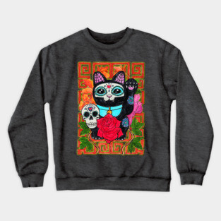 Day of the Dead lucky cat Crewneck Sweatshirt