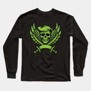 Skull wearing a beret Long Sleeve T-Shirt