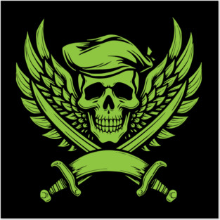 Skull wearing a beret Posters and Art